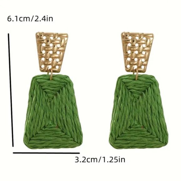 ✨🆕✨ Bohemian Chic Raffia Tassel Earrings ✨ 🎨 in Blue & Orange ✨ - Picture 7 of 11